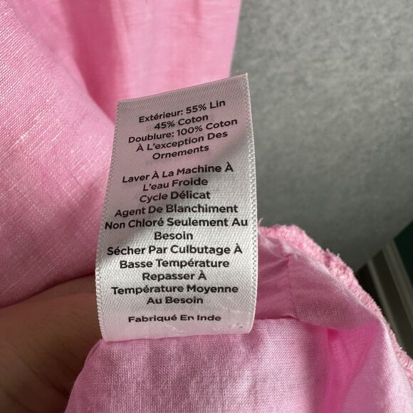 Talbot Linen Cotton Scalloped‎ Crochet Pink Lined Shift Dress Sleeveless Women 2 - Picture 13 of 14